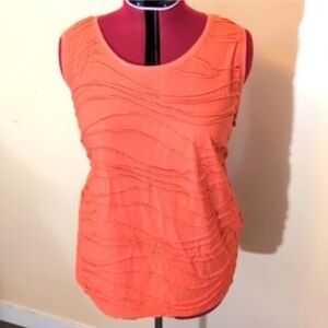Joe Fresh - Orange Sleeveless Blouse With Textured Wave Pattern - size small
